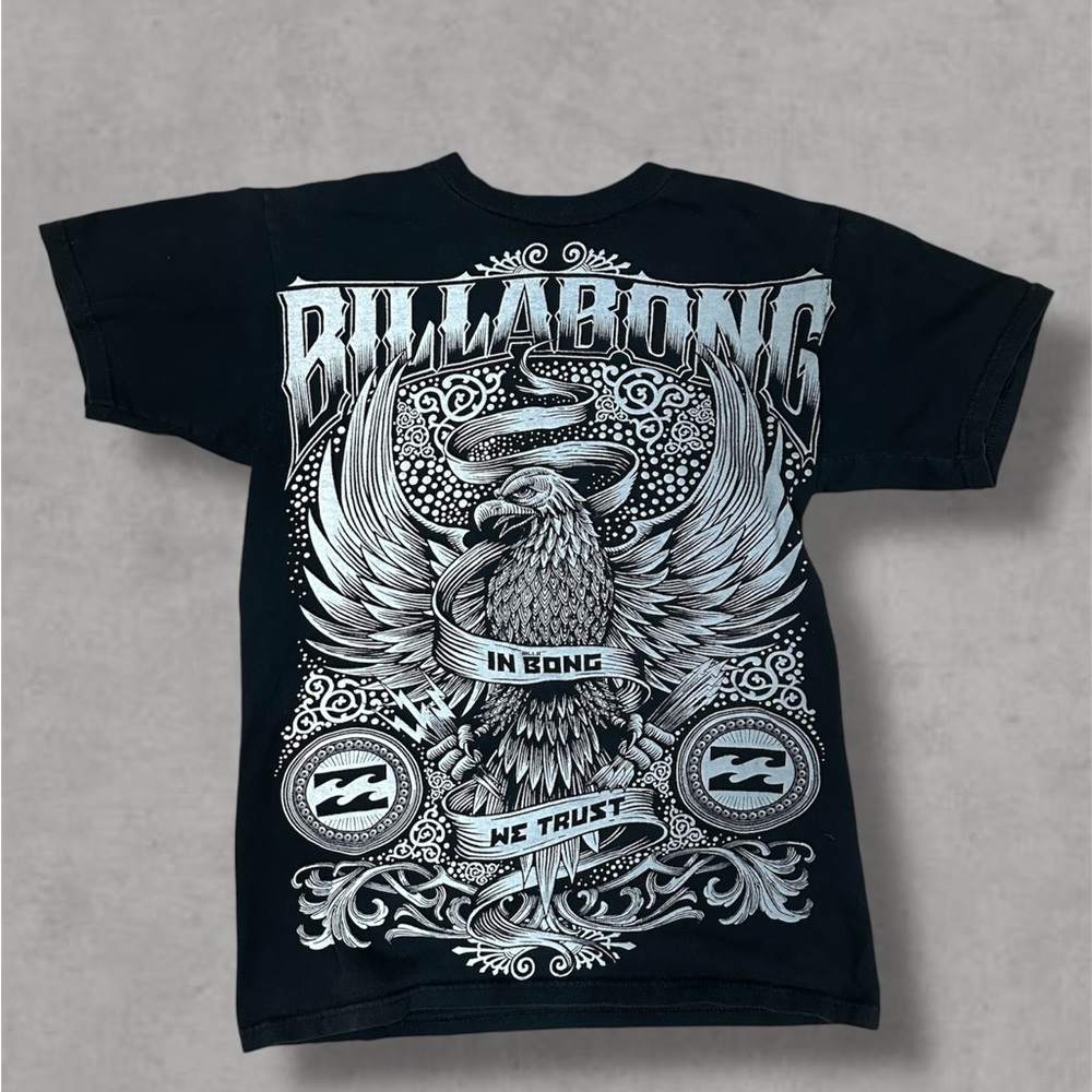 Vtg Y2K Billabong Spellout “ In Bong We Trust” T-Shirt Grunge Skate Black Mens